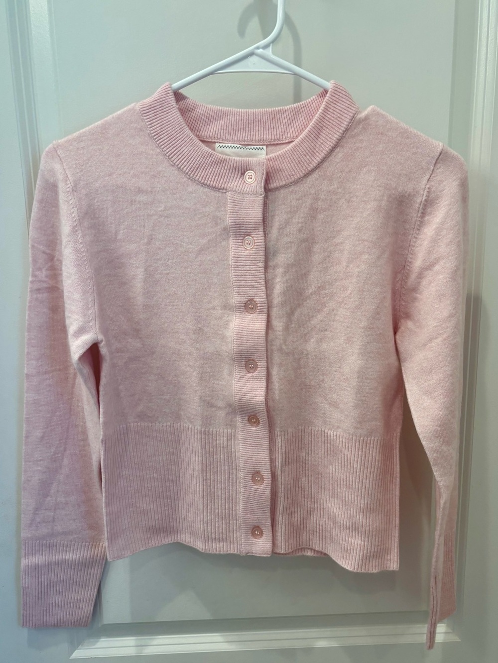 Soft Pink Button-Up Knit Cardigan